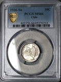 936 PCGS MS 66 Chile 10 Centavos Condor Bird Santiago Coin POP 1/0 (23010701C)