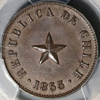 1853 PCGS MS 63 Chile 1/2 Medio Centavo Star Mint State Coin (20103105C)