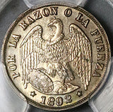 1892/82 PCGS UNC Chile 1/2 Decimo Condor Bird Mint Error Santiago Mint Silver Coin (22080401C)