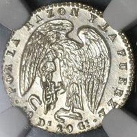 1845 NGC MS 62 Chile 1/2 Real Condor Bird Silver Mint State Coin (17052502D)