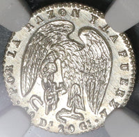 1845 NGC MS 62 Chile 1/2 Real Condor Bird Silver Mint State Coin (17052502D)