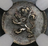 1817 NGC AU 55 Chile 1/4 Real Spain Colonial Lion Castle Silver Coin (22060801D)