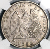 1853-So NGC AU 53 Chile 1 Peso Condor Silver Crown Coin (20071401D)