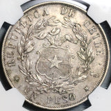 1853-So NGC AU 53 Chile 1 Peso Condor Silver Crown Coin (20071401D)