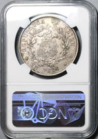 1853-So NGC AU 53 Chile 1 Peso Condor Silver Crown Coin (20071401D)
