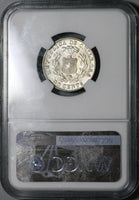 1893 NGC MS 63 Chile 20 Centavos Condor Bird Silver Mountain Coin (22081701D)