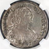 1801-So NGC AU 50 Chile 8 Reales Charles IIII Spain Colony Coin (19071401C)