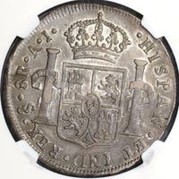 1801-So NGC AU 50 Chile 8 Reales Charles IIII Spain Colony Coin (19071401C)