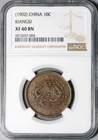 1902 NGC XF 40 Kiangsi Imperial China 10 cash Dragon Coin Y-152.3 (21011801C)