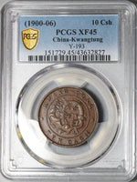 1900-06 PCGS XF 45 Kwangtung 10 Cash China Dragon Y-193 Coin (22052701C)