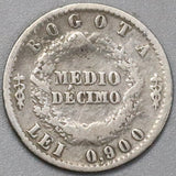1853 Colombia 1/2 Decimo Nueva Granada Bogota 90% Silver Coin (19061101RE)