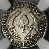1846-UE NGC VF 30 Nueva Granada Colombia 1/2 Real Popayan Silver Coin (21122902C)