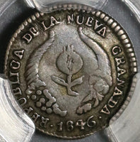 1846/5-UE PCGS XF 40 Nueva Granada Colombia 1/2 Real Rare Overdate Popayan Mint Silver Coin POP 1/0 (20040702C)