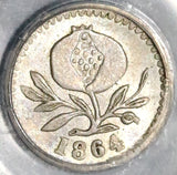 1864 PCGS MS 62 Colombia 1/4 Decimo VF Bogota Silver Pomegranate Coin POP 1/0 (20070303C)