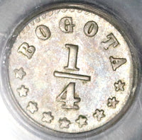 1864 PCGS MS 62 Colombia 1/4 Decimo VF Bogota Silver Pomegranate Coin POP 1/0 (20070303C)