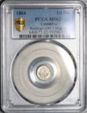 1864 PCGS MS 62 Colombia 1/4 Decimo VF Bogota Silver Pomegranate Coin POP 1/0 (20070303C)