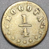 1864 Colombia 1/4 Decimo VF Bogota Mint Pomagranate Silver Coin (20020901R)