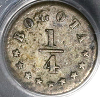 1869 PCGS XF 40 Colombia 1/4 Decimo Bogota Pomegranate Silver Coin POP 2/0 (20050603C)