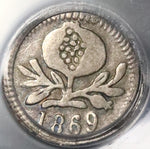 1869 PCGS VF 35 Colombia 1/4 Decimo Popayan Pomegranate Silver Mint Error Coin (21070503C)