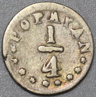 1871 Colombia 1/4 Decimo 7/7 Popayan Mint Pomegranate Silver Coin (23112603R)
