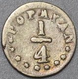 1871 Colombia 1/4 Decimo 7/7 Popayan Mint Pomegranate Silver Coin (23112603R)