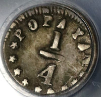 1871 PCGS VF 25 Colombia 1/4 Decimo 77/87 Mint Error Popayan Pomegranate Silver Coin (22062601C)