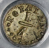 1872 PCGS AU 50 Colombia 1/4 Decimo Popayan Silver 41k Coin POP 1/0 (21120601C)