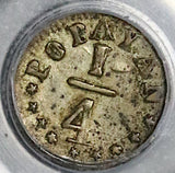 1872 PCGS AU 50 Colombia 1/4 Decimo Popayan Silver 41k Coin POP 1/0 (21120601C)