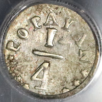 1872 PCGS VF 30 Colombia 1/4 Decimo Popayan Silver 41k Coin POP 1/1 (20050604C)