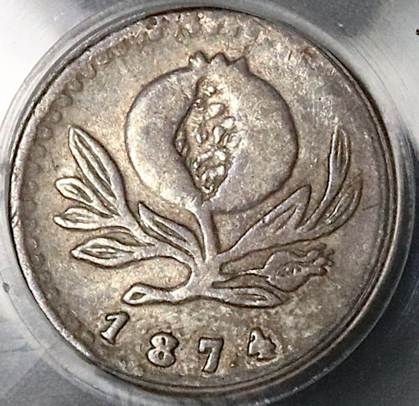 1874 PCGS XF 45 Colombia 1/4 Decimo Rare Medellin Mint Silver Coin POP 1/2 (21120602C)