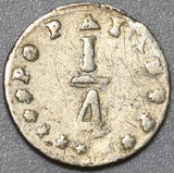 1877 Colombia 1/4 Decimo VF Popayan Mint Pomagranate Silver Coin (20020706R)