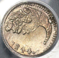 1844 PCGS AU Det Colombia 1/4 Real Bogota Nueva Granada Silver Coin (20032301C)