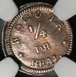 1844 NGC XF 45 Colombia 1/4 Real Bogota Nueva Granada Silver Coin (21081905D)