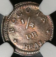 1844 NGC XF 45 Colombia 1/4 Real Bogota Nueva Granada Silver Coin (21081905D)