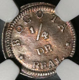 1844 NGC XF 45 Colombia 1/4 Real Bogota Nueva Granada Silver Coin (21081905D)