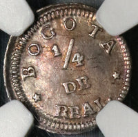 1844 NGC XF 45 Colombia 1/4 Real Bogota Nueva Granada Silver Coin (21081905D)
