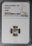 1844 NGC XF 45 Colombia 1/4 Real Bogota Nueva Granada Silver Coin (21081905D)