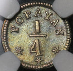 1849 NGC XF 45 Colombia 1/4 Real Popayan Nueva Granada Silver Coin (21081902D)