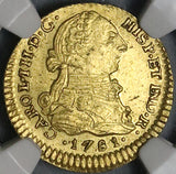 1781 NGC AU 55 Colombia 1 Escudo Gold Charles III Popayan Spain Colonial Coin POP 1/1 (22032401C)