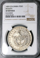 1859 NGC XF Colombia 1 Peso Bogota Granadine Condor Coin (22120404C)