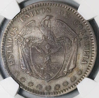 1866 NGC XF 45 Colombia 1 Peso Bogota Condor Bird 91k Coin POP 1/1 (22040502C)