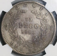 1866 NGC XF 45 Colombia 1 Peso Bogota Condor Bird 91k Coin POP 1/1 (22040502C)