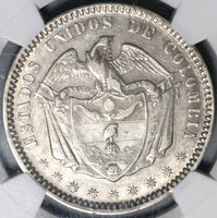 1867 NGC AU 55 Colombia Peso Silver Bogota Mint Coin 44K POP 1/1 (21070505C)