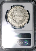 1867 NGC AU 55 Colombia Peso Silver Bogota Mint Coin 44K POP 1/1 (21070505C)