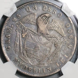 1869 NGC AU 55 Colombia Peso Medellin Mint Condor Bird 4k Silver Coin POP 2/1 (21092204C)