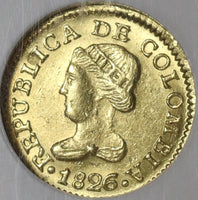 1826 NGC MS 62 Colombia Gold 1 Peso Bogota Mint State Coin POP 1/0 (21042102C)