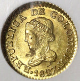 1827 NGC MS 62 Colombia Gold 1 Peso Bogota Mint State Coin POP 2/1 (19102303C)