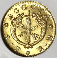 1827 NGC MS 62 Colombia Gold 1 Peso Bogota Mint State Coin POP 2/1 (19102303C)
