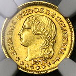 1873 NGC MS 62 Colombia 1 Peso Gold Condor Bogota Mint 3k minted Coin (22112601D)