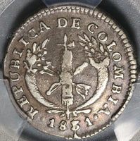 1831-PN PCGS VF 30 Colombia 1 Real Popayan Mint Silver Coin POP 1/0 (20032501C)